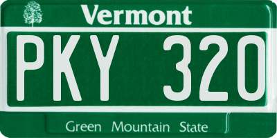 VT license plate PKY320