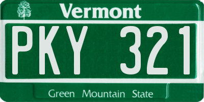 VT license plate PKY321