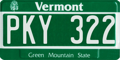 VT license plate PKY322