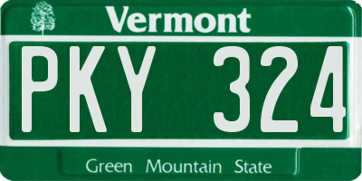VT license plate PKY324