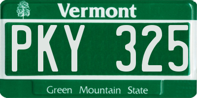 VT license plate PKY325