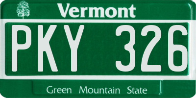 VT license plate PKY326