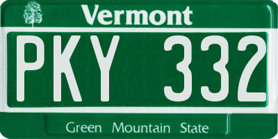 VT license plate PKY332