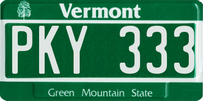 VT license plate PKY333