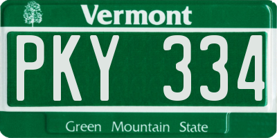 VT license plate PKY334