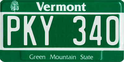 VT license plate PKY340