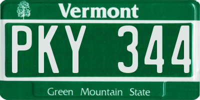 VT license plate PKY344