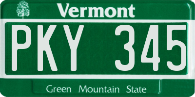 VT license plate PKY345