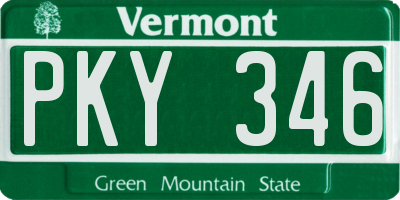 VT license plate PKY346