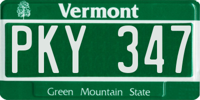 VT license plate PKY347