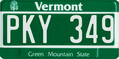 VT license plate PKY349
