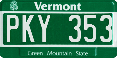 VT license plate PKY353