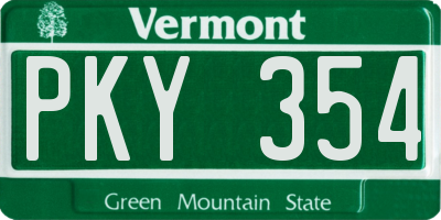 VT license plate PKY354