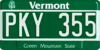 VT license plate PKY355