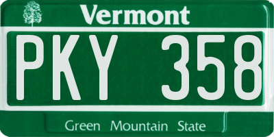 VT license plate PKY358