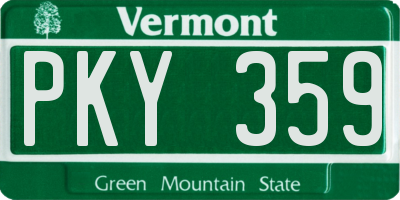 VT license plate PKY359