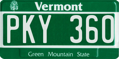 VT license plate PKY360
