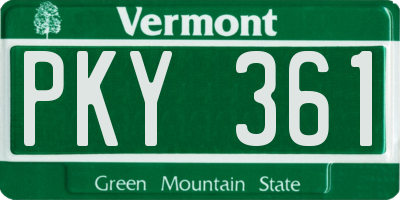 VT license plate PKY361