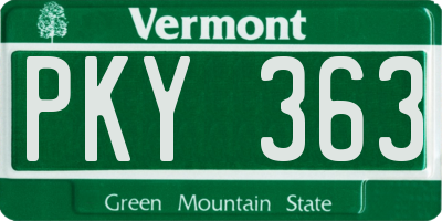 VT license plate PKY363