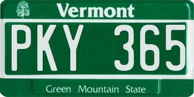 VT license plate PKY365