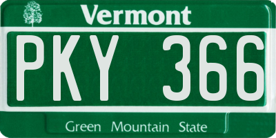 VT license plate PKY366