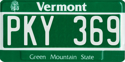VT license plate PKY369