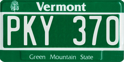 VT license plate PKY370