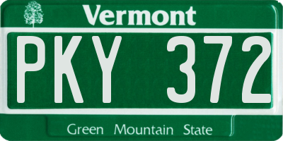 VT license plate PKY372