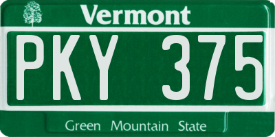 VT license plate PKY375