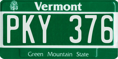 VT license plate PKY376