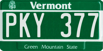 VT license plate PKY377