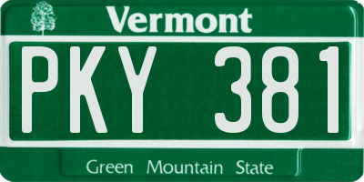 VT license plate PKY381