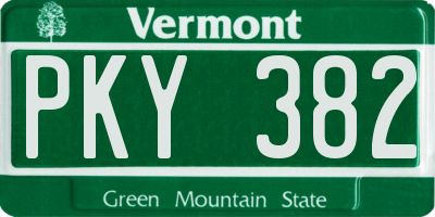 VT license plate PKY382