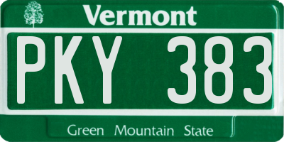 VT license plate PKY383