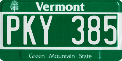 VT license plate PKY385