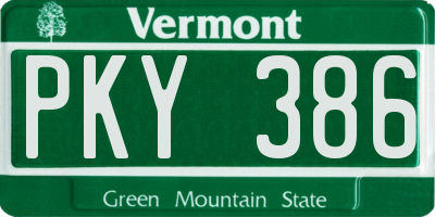 VT license plate PKY386
