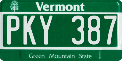 VT license plate PKY387