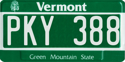 VT license plate PKY388