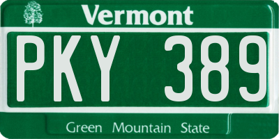 VT license plate PKY389