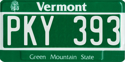 VT license plate PKY393
