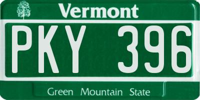 VT license plate PKY396
