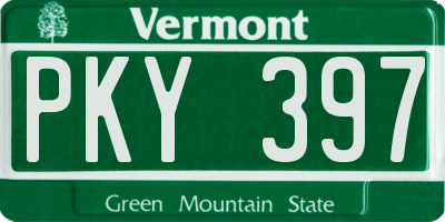 VT license plate PKY397