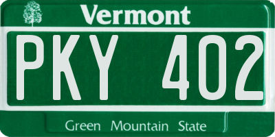 VT license plate PKY402