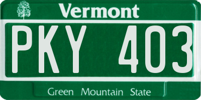 VT license plate PKY403