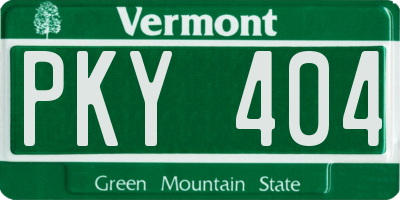 VT license plate PKY404