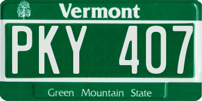 VT license plate PKY407
