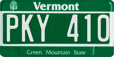 VT license plate PKY410