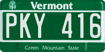 VT license plate PKY416