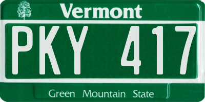 VT license plate PKY417