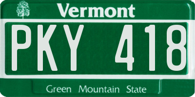 VT license plate PKY418